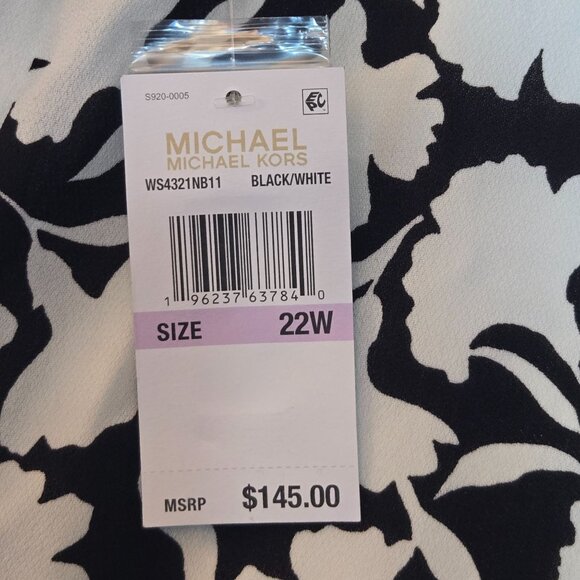 Michael Kors Plus Size Floral Belted Pants 22W Black white Relaxed Fit Flowy NWT - Picture 10 of 13